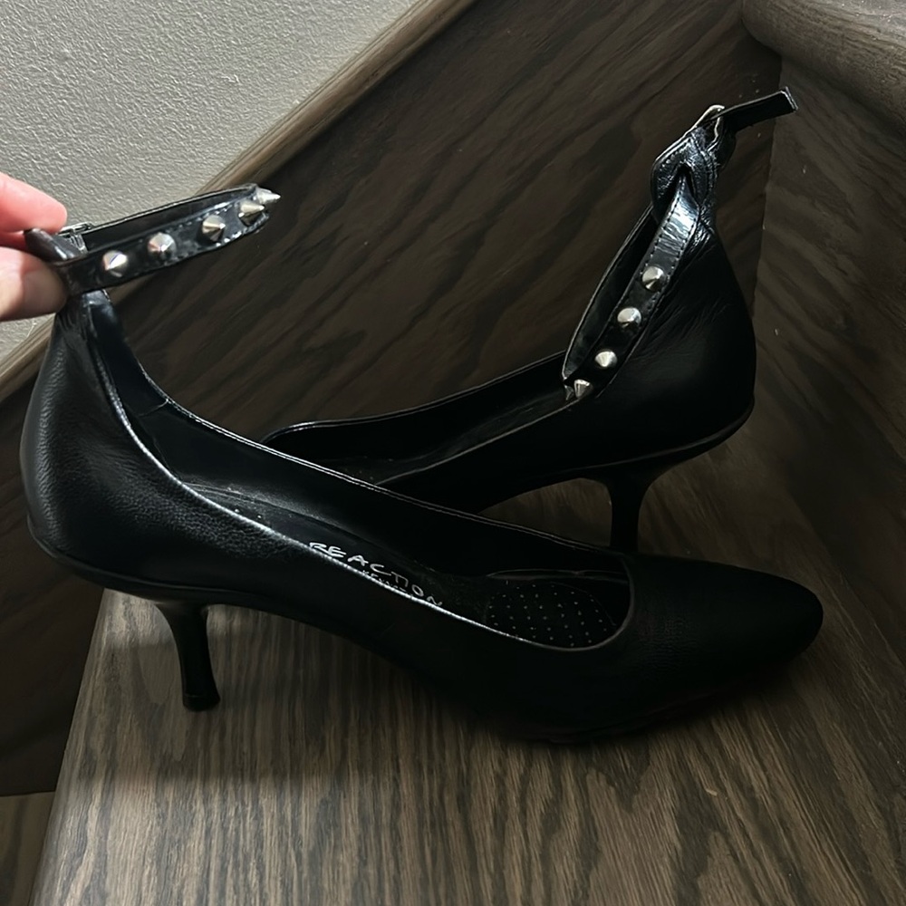 Kenneth Cole black heels with studded ankle strap